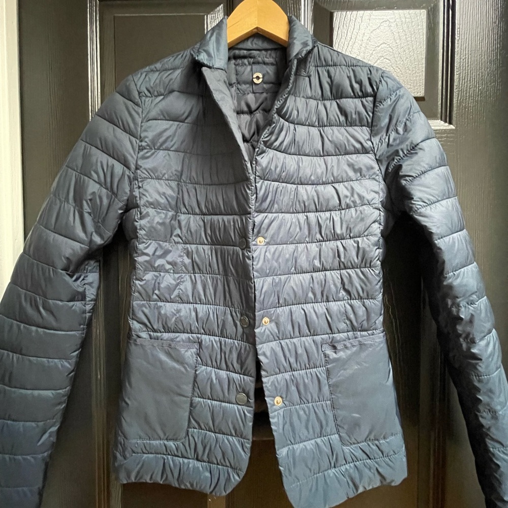Massimo Dutti Navy Blue Puffer Blazer Jacket